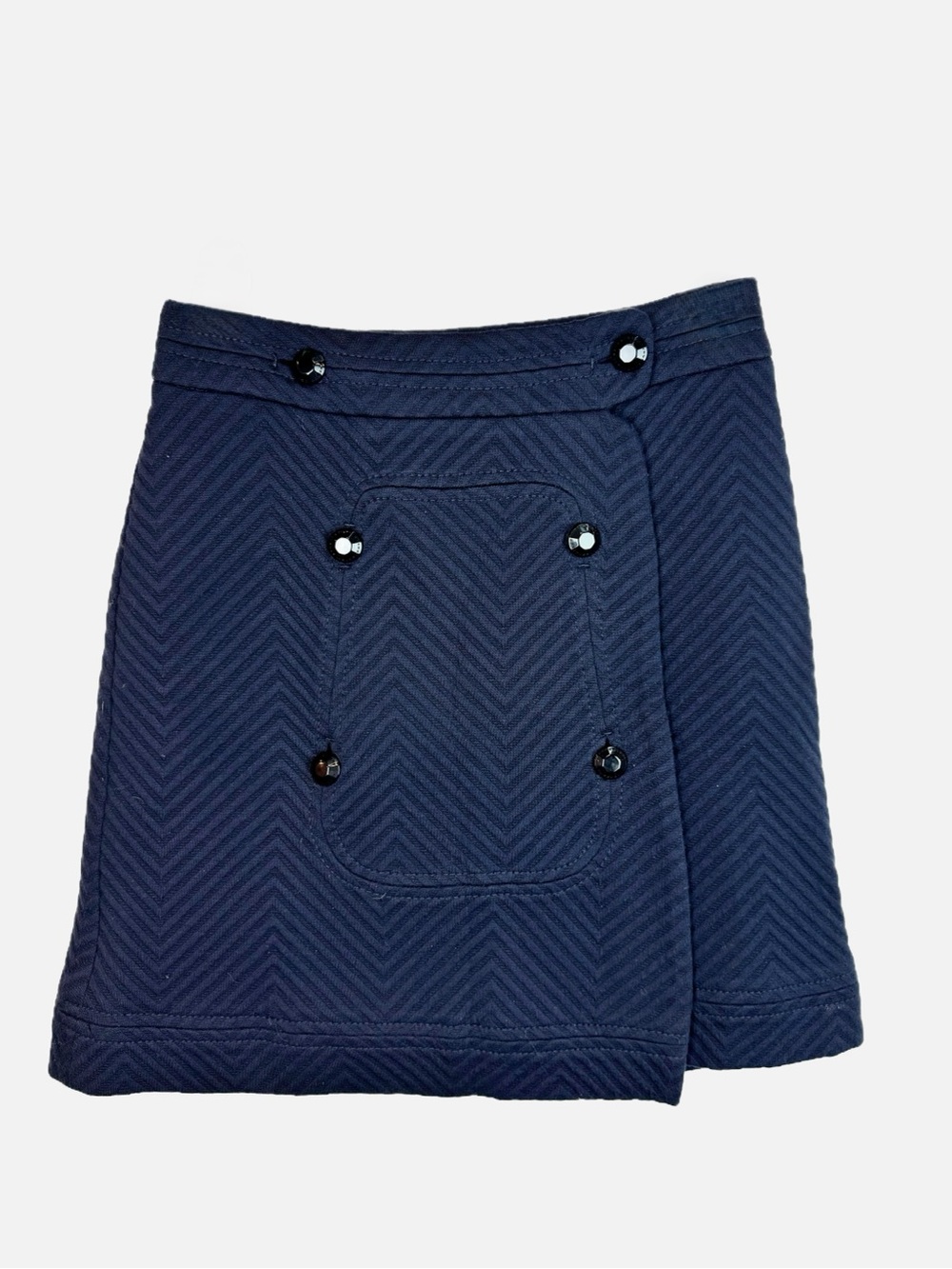 R.E.D. Valentino | Navy Blue Chevron Pattern Sailor Mini Skirt, EU 38